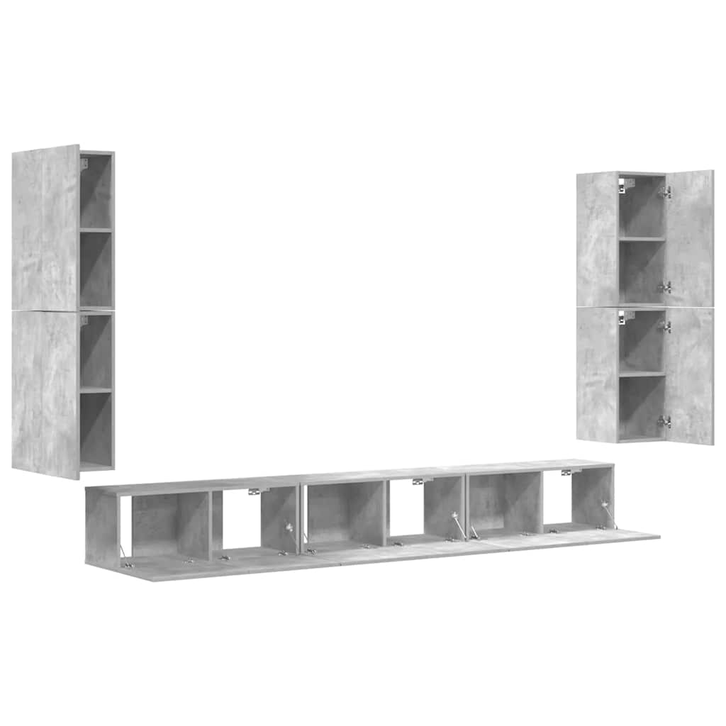 vidaXL 7 Piece TV Cabinet Set Concrete Grey Engineered Wood