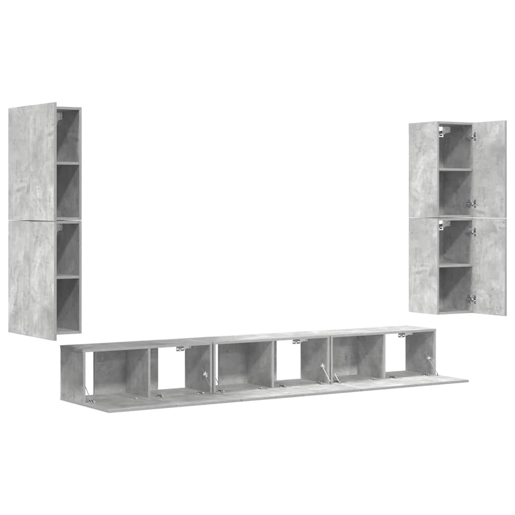vidaXL 7 Piece TV Cabinet Set Concrete Grey Engineered Wood