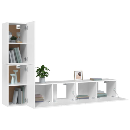 vidaXL 4 Piece TV Cabinet Set White Engineered Wood