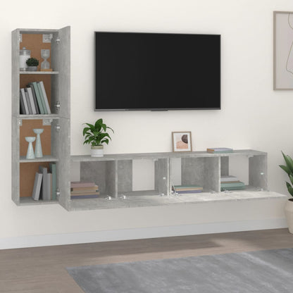 vidaXL 4 Piece TV Cabinet Set Concrete Grey Engineered Wood
