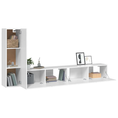 vidaXL 3 Piece TV Cabinet Set White Engineered Wood