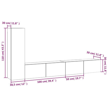 vidaXL 3 Piece TV Cabinet Set Sonoma Oak Engineered Wood