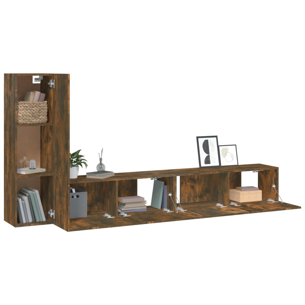 vidaXL 3 Piece TV Cabinet Set Smoked Oak Engineered Wood
