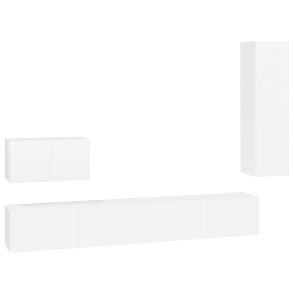 vidaXL 4 Piece TV Cabinet Set White Engineered Wood