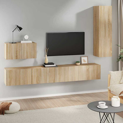 vidaXL 4 Piece TV Cabinet Set Sonoma Oak Engineered Wood