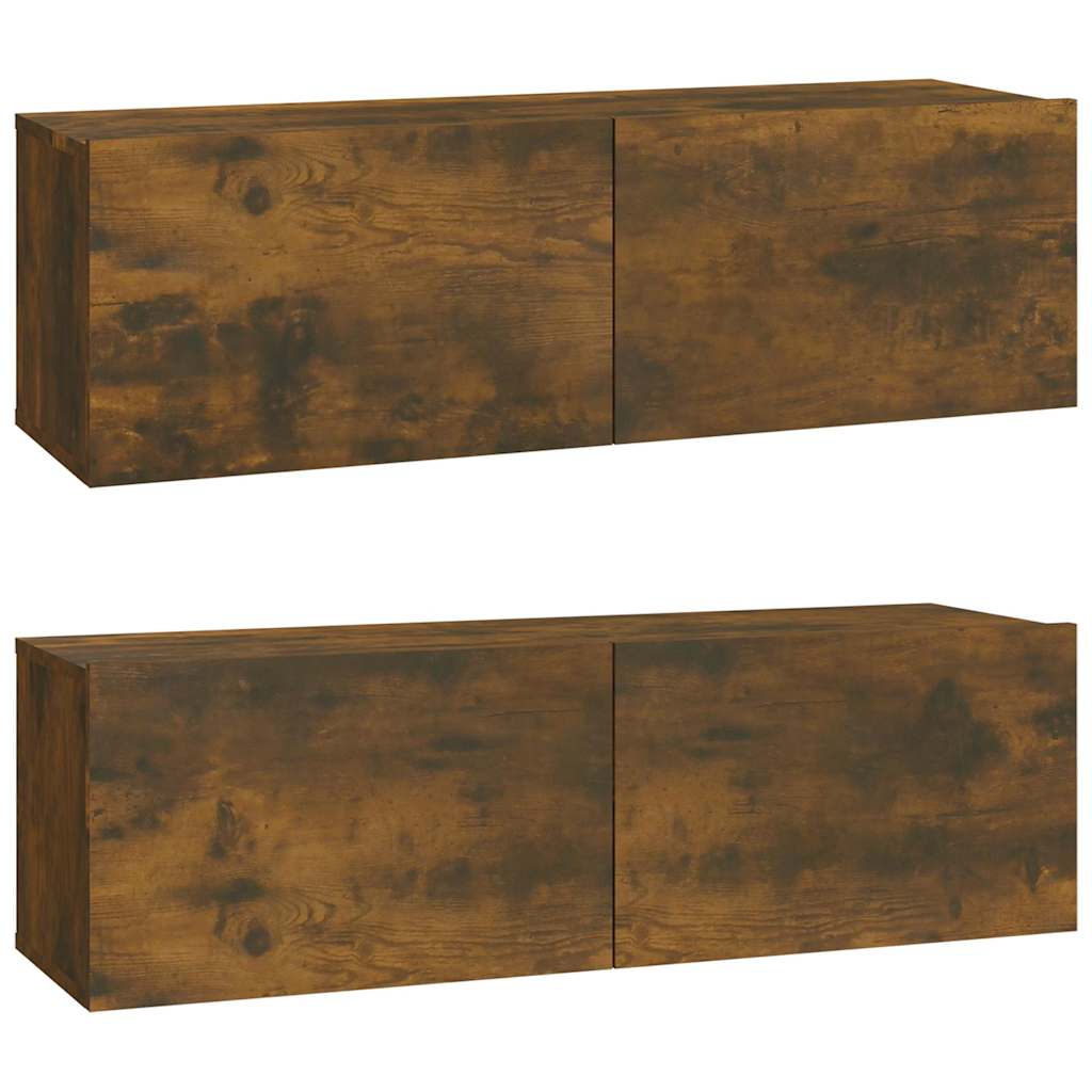 vidaXL 4 Piece TV Cabinet Set Smoked Oak Engineered Wood