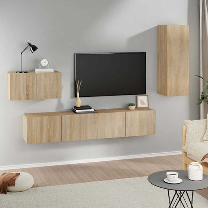 vidaXL 4 Piece TV Cabinet Set Sonoma Oak Engineered Wood