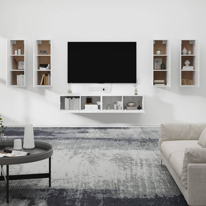 vidaXL 6 Piece TV Cabinet Set White Engineered Wood