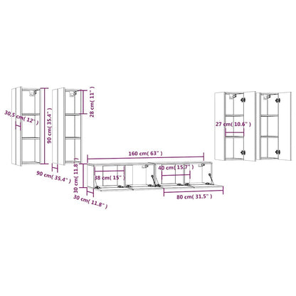 vidaXL 6 Piece TV Cabinet Set Grey Sonoma Engineered Wood