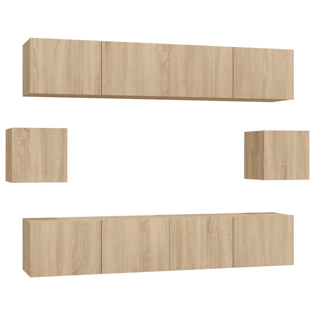 vidaXL 6 Piece TV Cabinet Set Sonoma Oak Engineered Wood