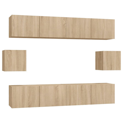 vidaXL 6 Piece TV Cabinet Set Sonoma Oak Engineered Wood