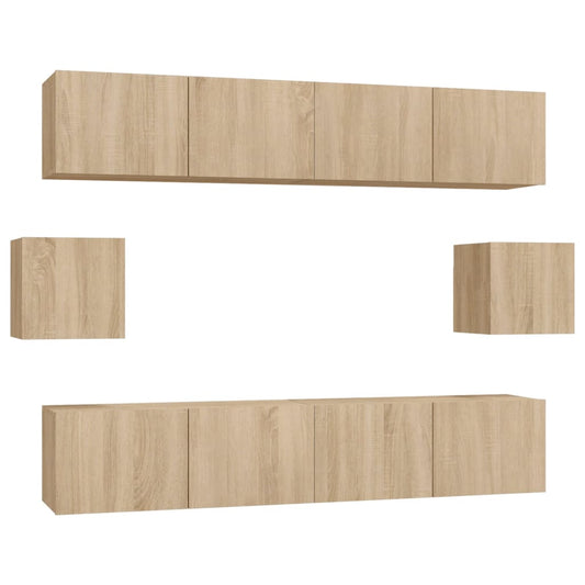 vidaXL 6 Piece TV Cabinet Set Sonoma Oak Engineered Wood