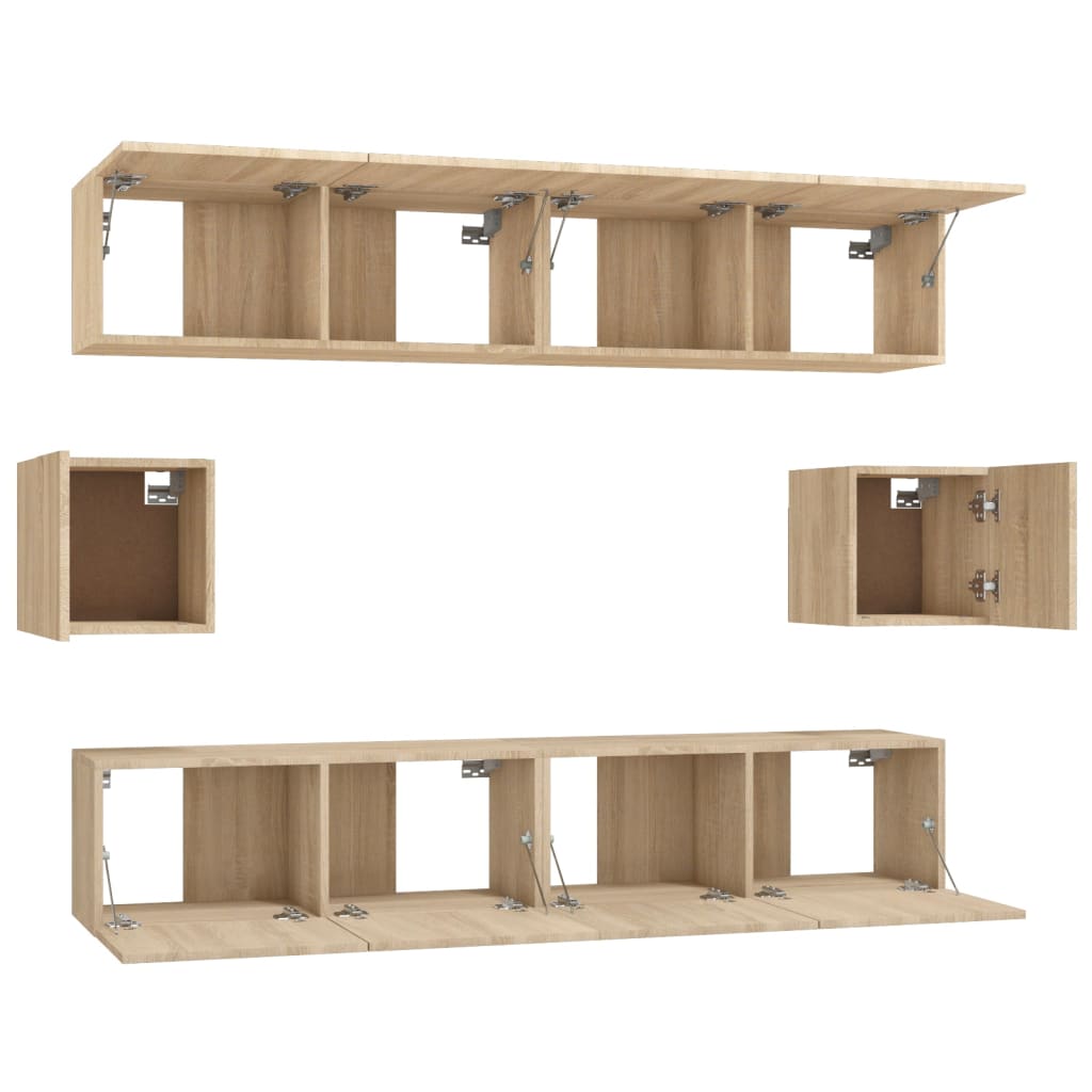 vidaXL 6 Piece TV Cabinet Set Sonoma Oak Engineered Wood