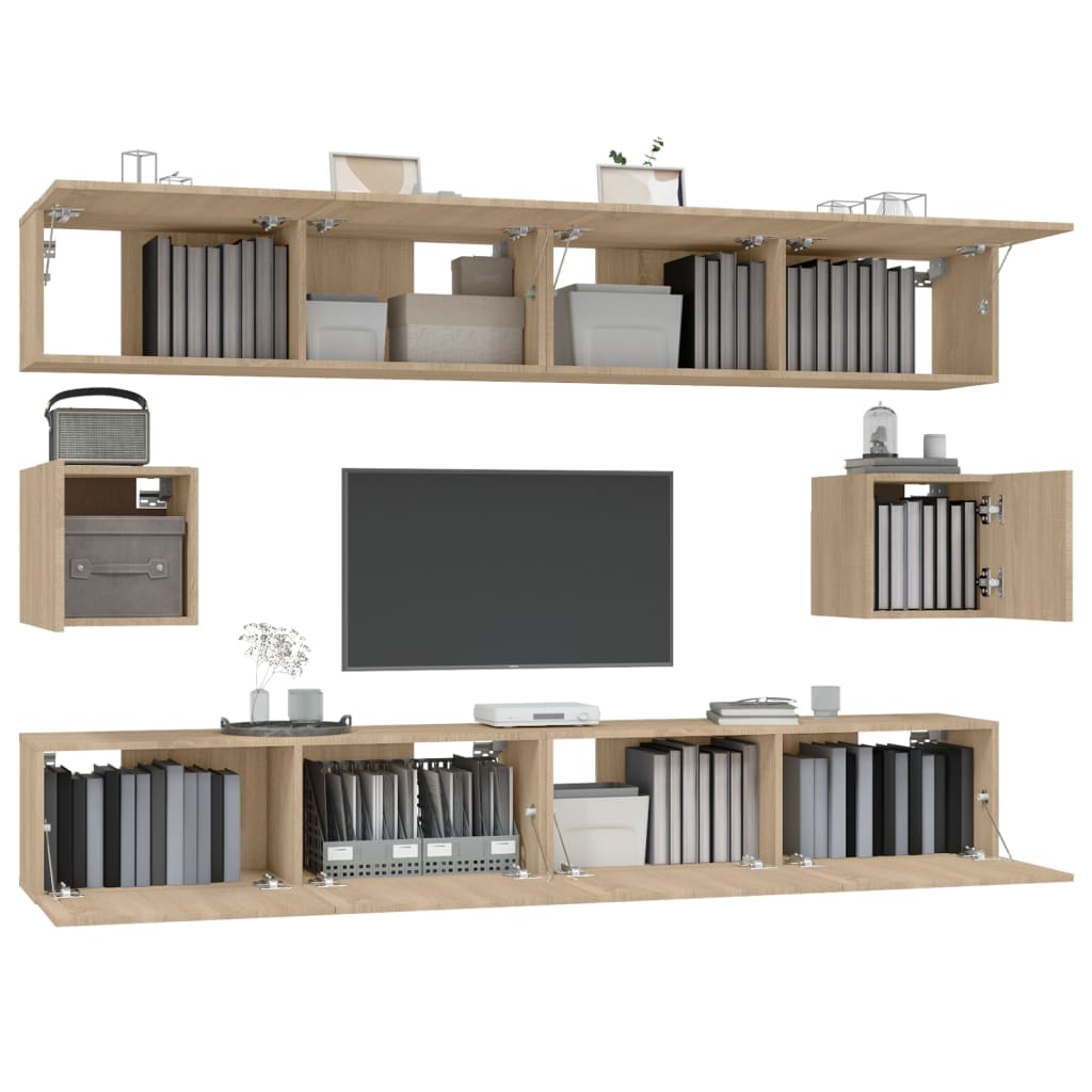 vidaXL 6 Piece TV Cabinet Set Sonoma Oak Engineered Wood