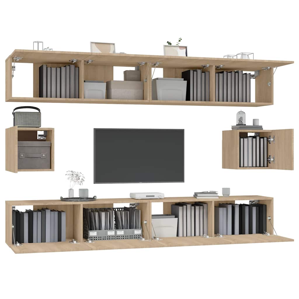 vidaXL 6 Piece TV Cabinet Set Sonoma Oak Engineered Wood