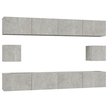 vidaXL 6 Piece TV Cabinet Set Concrete Grey Engineered Wood