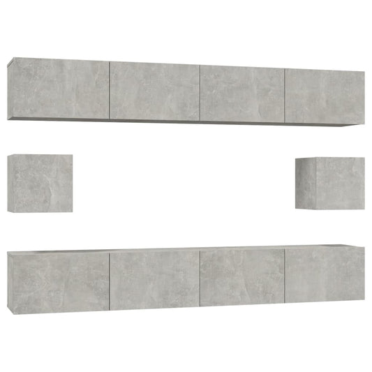 vidaXL 6 Piece TV Cabinet Set Concrete Grey Engineered Wood