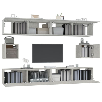 vidaXL 6 Piece TV Cabinet Set Concrete Grey Engineered Wood