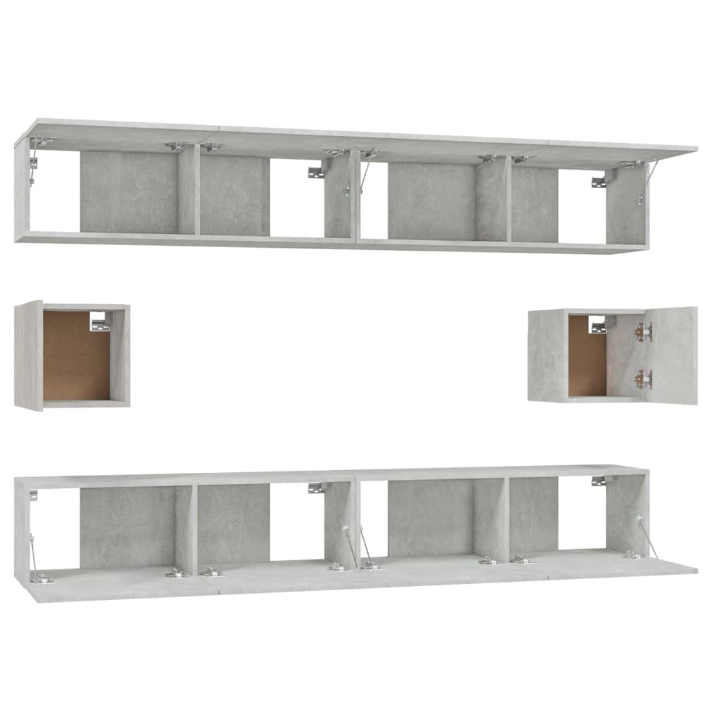 vidaXL 6 Piece TV Cabinet Set Concrete Grey Engineered Wood