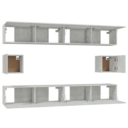vidaXL 6 Piece TV Cabinet Set Concrete Grey Engineered Wood