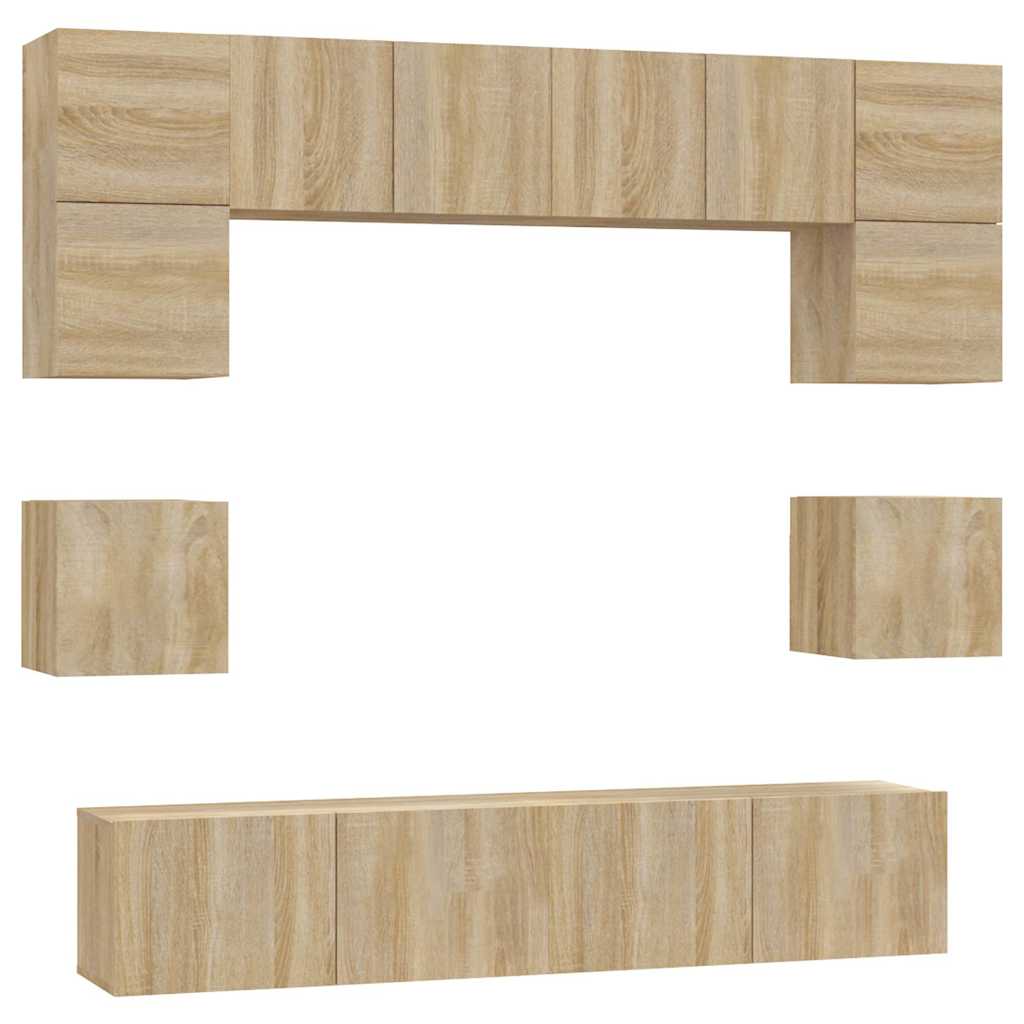 vidaXL 8 Piece TV Cabinet Set Sonoma Oak Engineered Wood