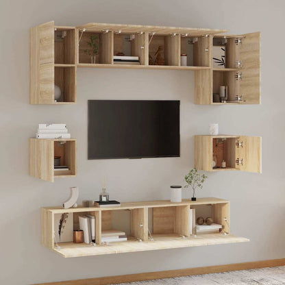 vidaXL 8 Piece TV Cabinet Set Sonoma Oak Engineered Wood