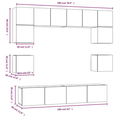vidaXL 8 Piece TV Cabinet Set Sonoma Oak Engineered Wood