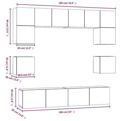 vidaXL 8 Piece TV Cabinet Set Sonoma Oak Engineered Wood