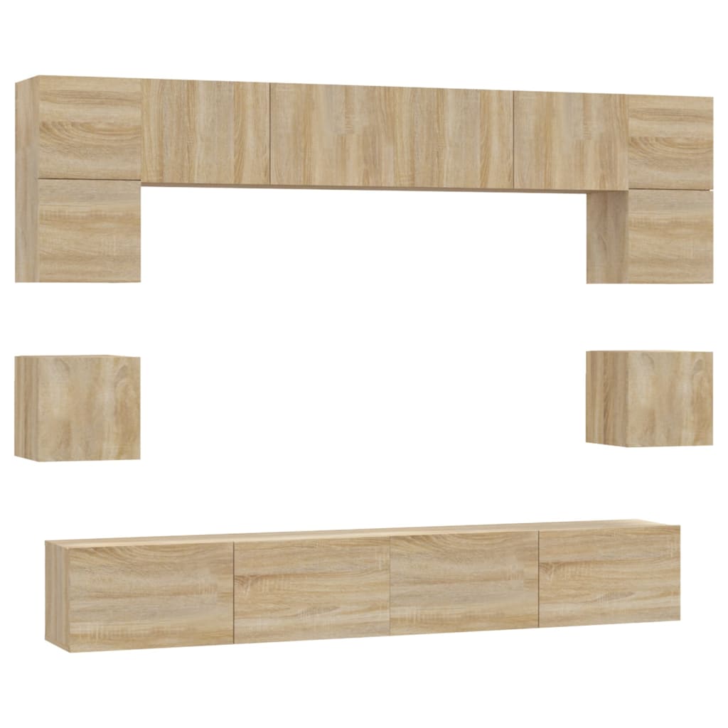 vidaXL 8 Piece TV Cabinet Set Sonoma Oak Engineered Wood