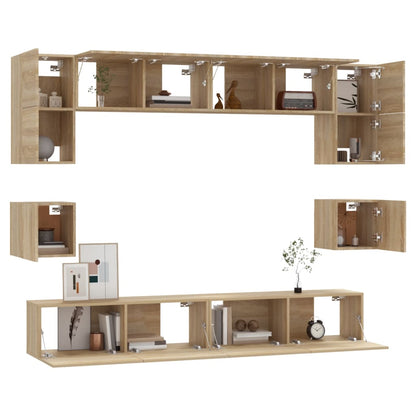 vidaXL 8 Piece TV Cabinet Set Sonoma Oak Engineered Wood