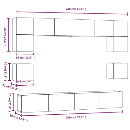 vidaXL 8 Piece TV Cabinet Set Sonoma Oak Engineered Wood