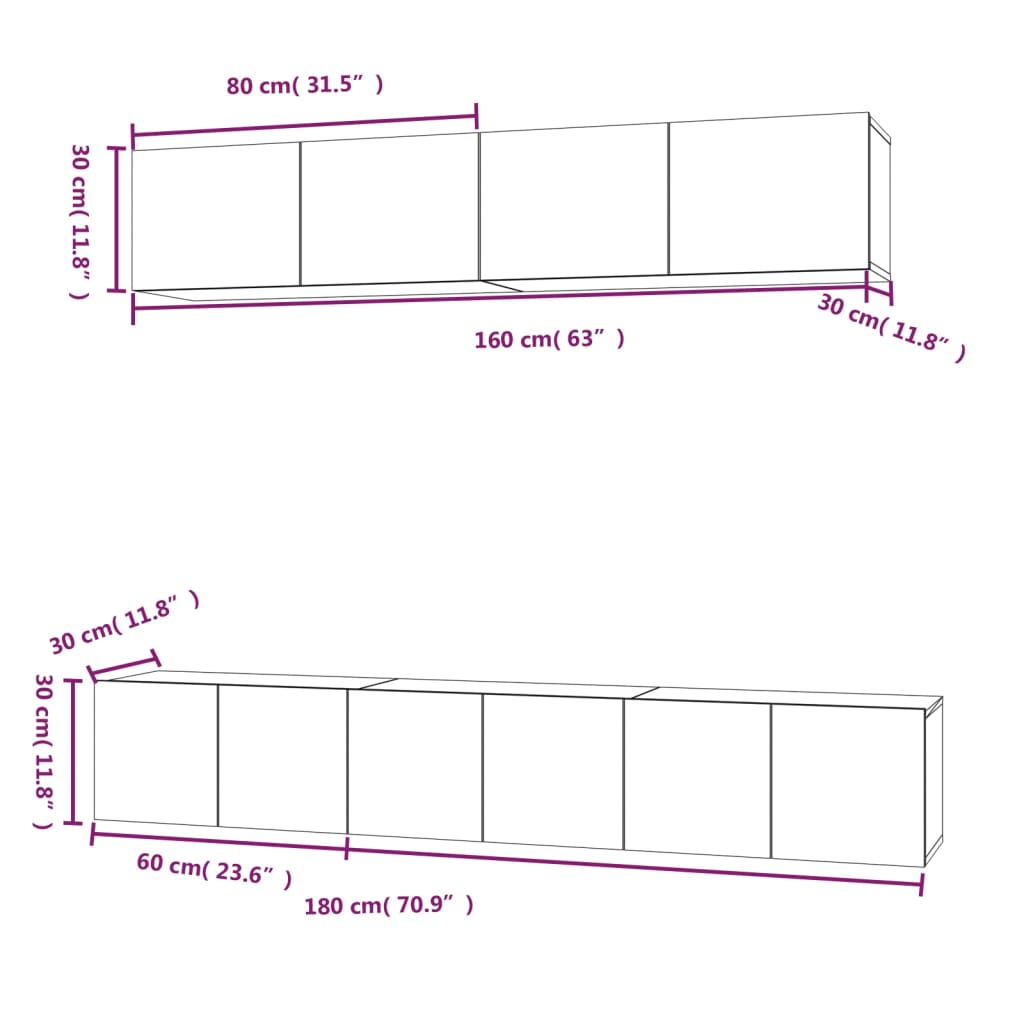 vidaXL 5 Piece TV Cabinet Set White Engineered Wood