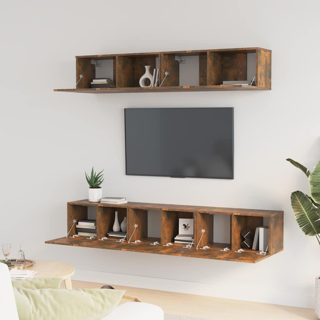 vidaXL 5 Piece TV Cabinet Set Smoked Oak Engineered Wood