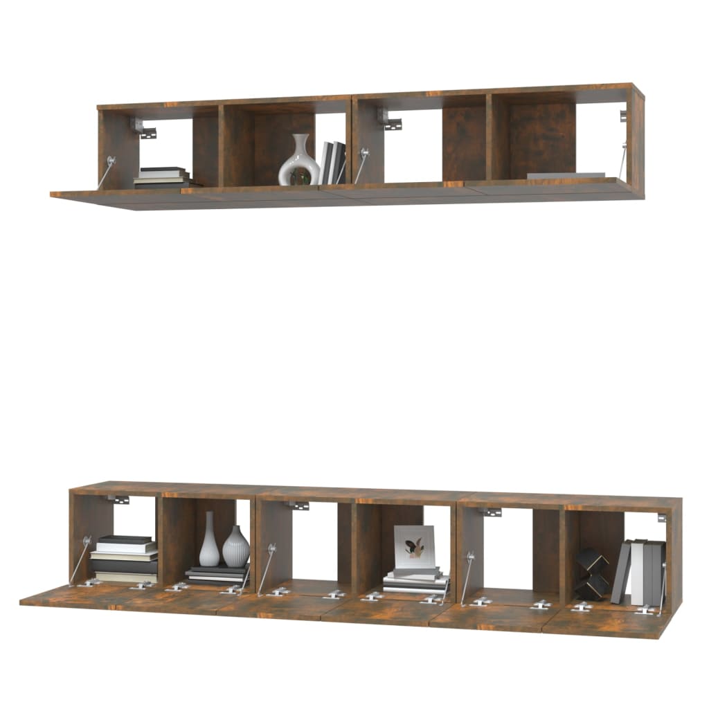 vidaXL 5 Piece TV Cabinet Set Smoked Oak Engineered Wood