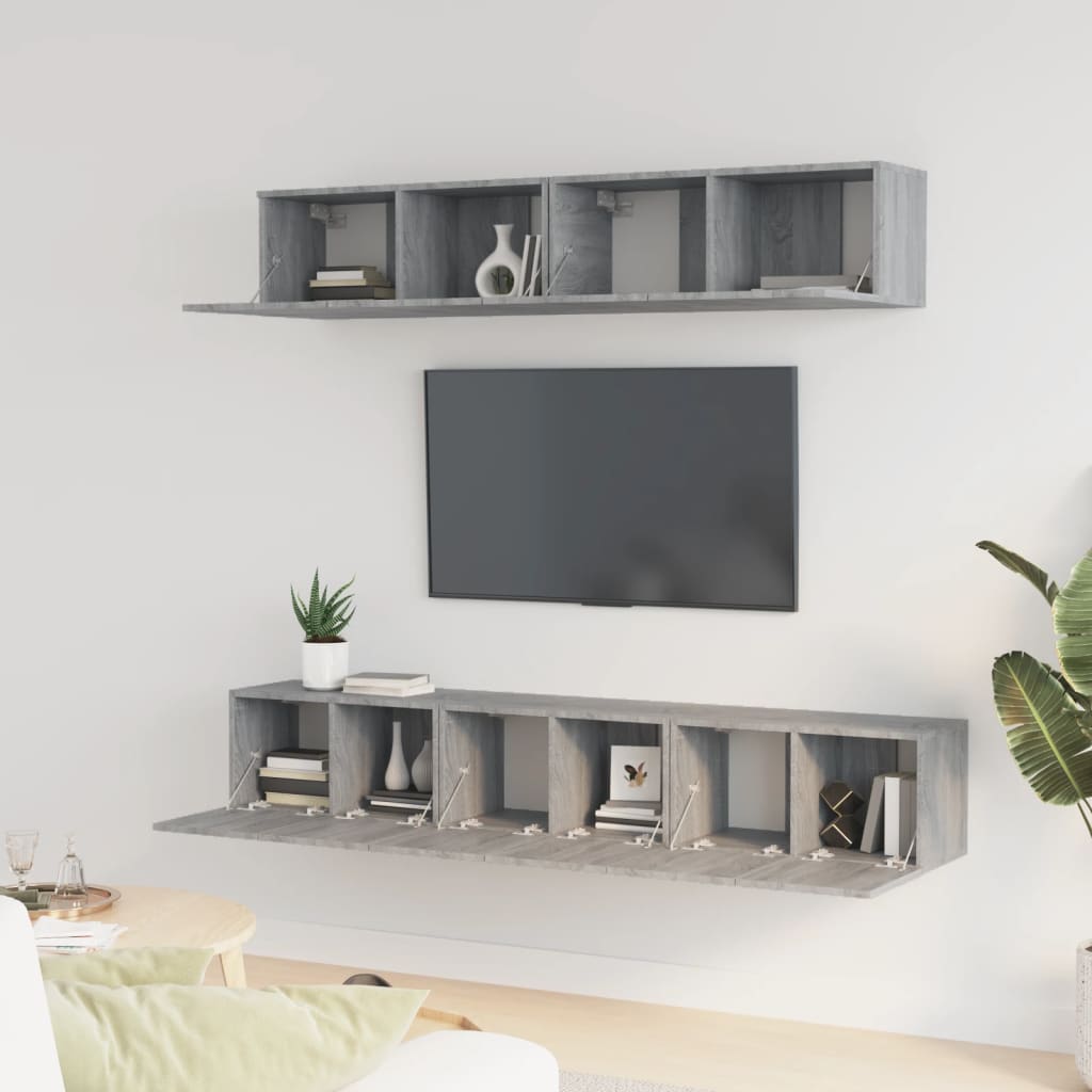 vidaXL 5 Piece TV Cabinet Set Grey Sonoma Engineered Wood