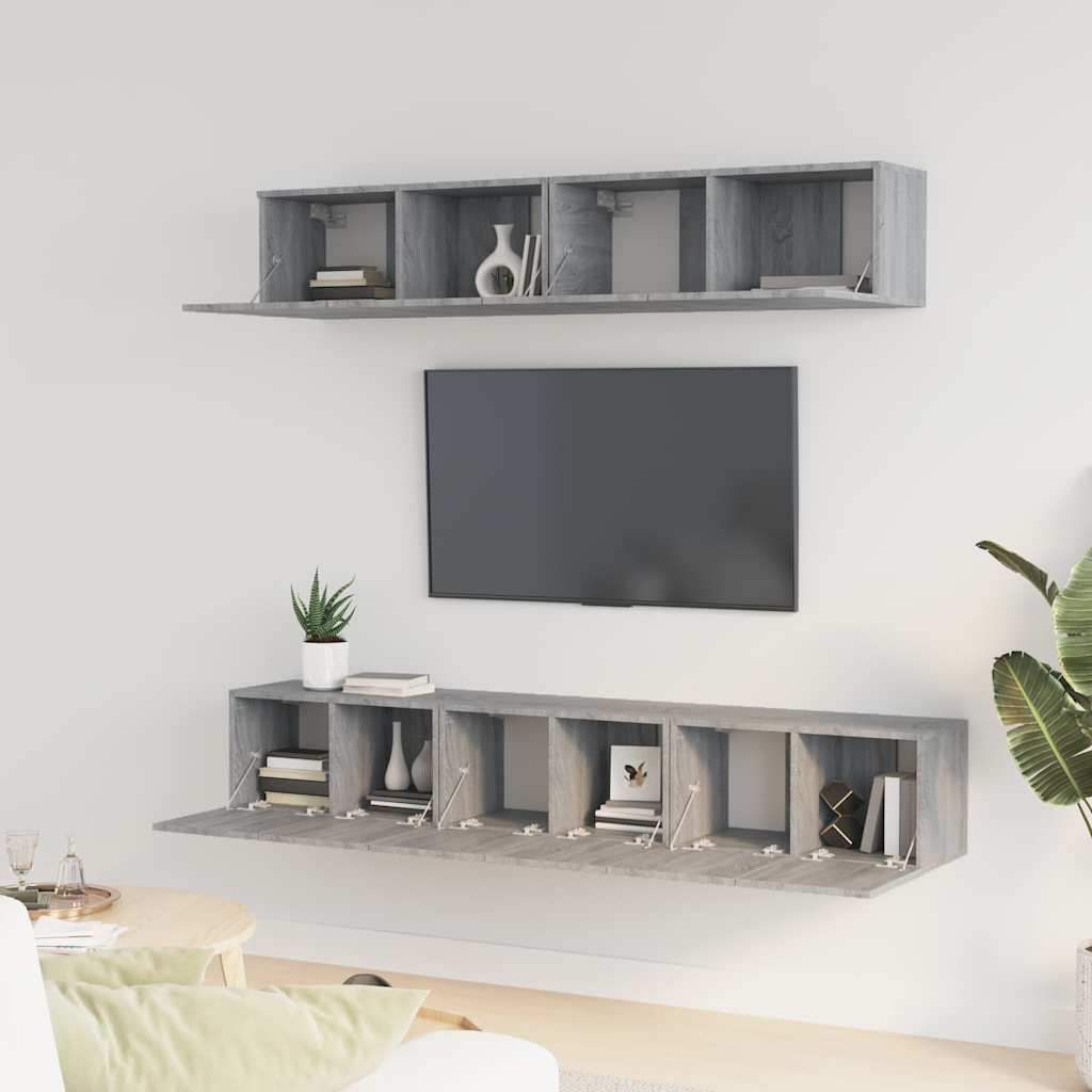 vidaXL 5 Piece TV Cabinet Set Grey Sonoma Engineered Wood