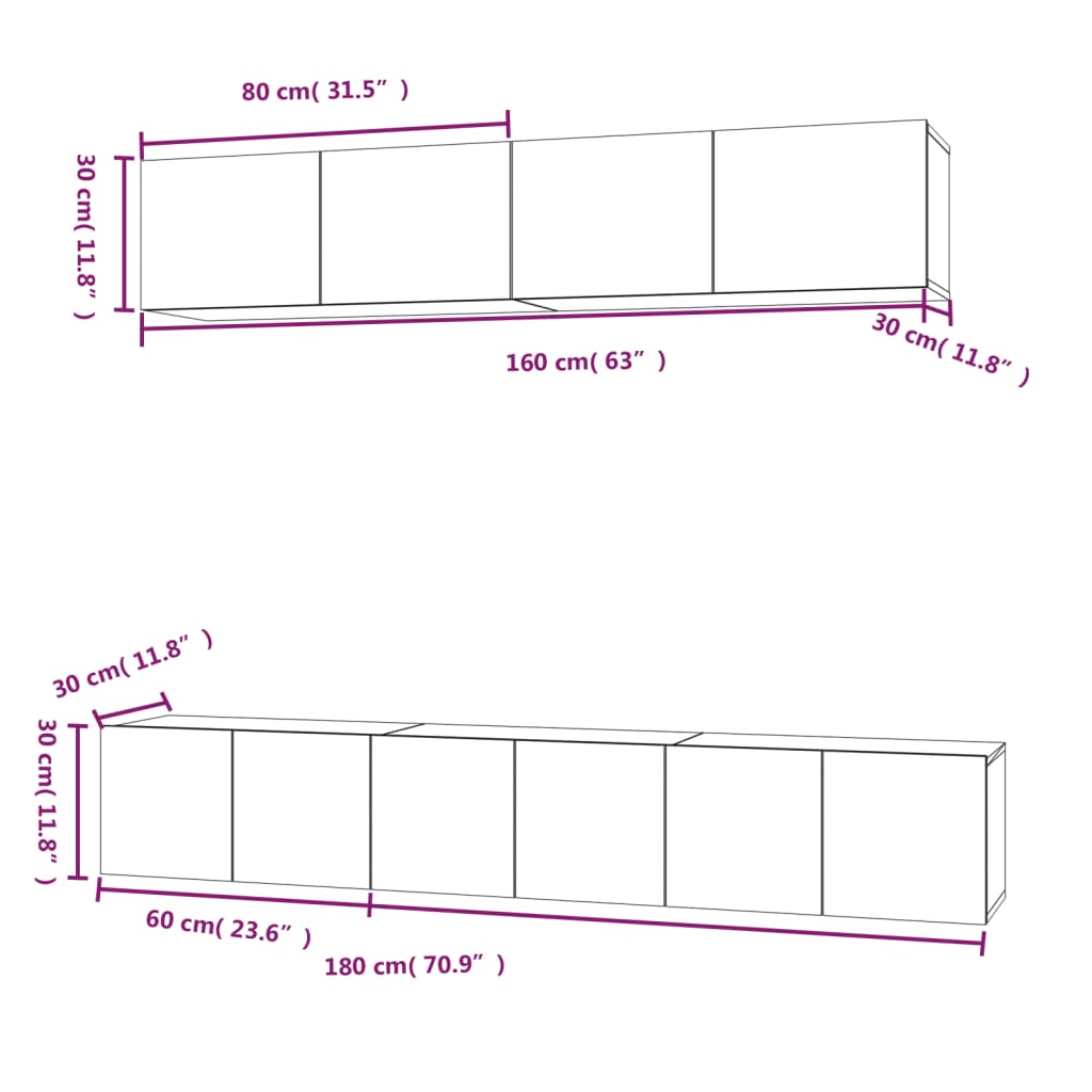 vidaXL 5 Piece TV Cabinet Set Grey Sonoma Engineered Wood