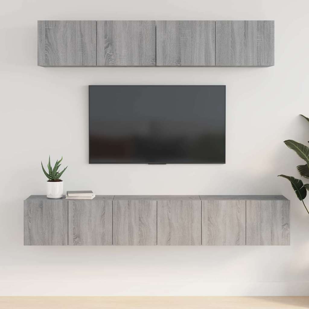 vidaXL 5 Piece TV Cabinet Set Grey Sonoma Engineered Wood
