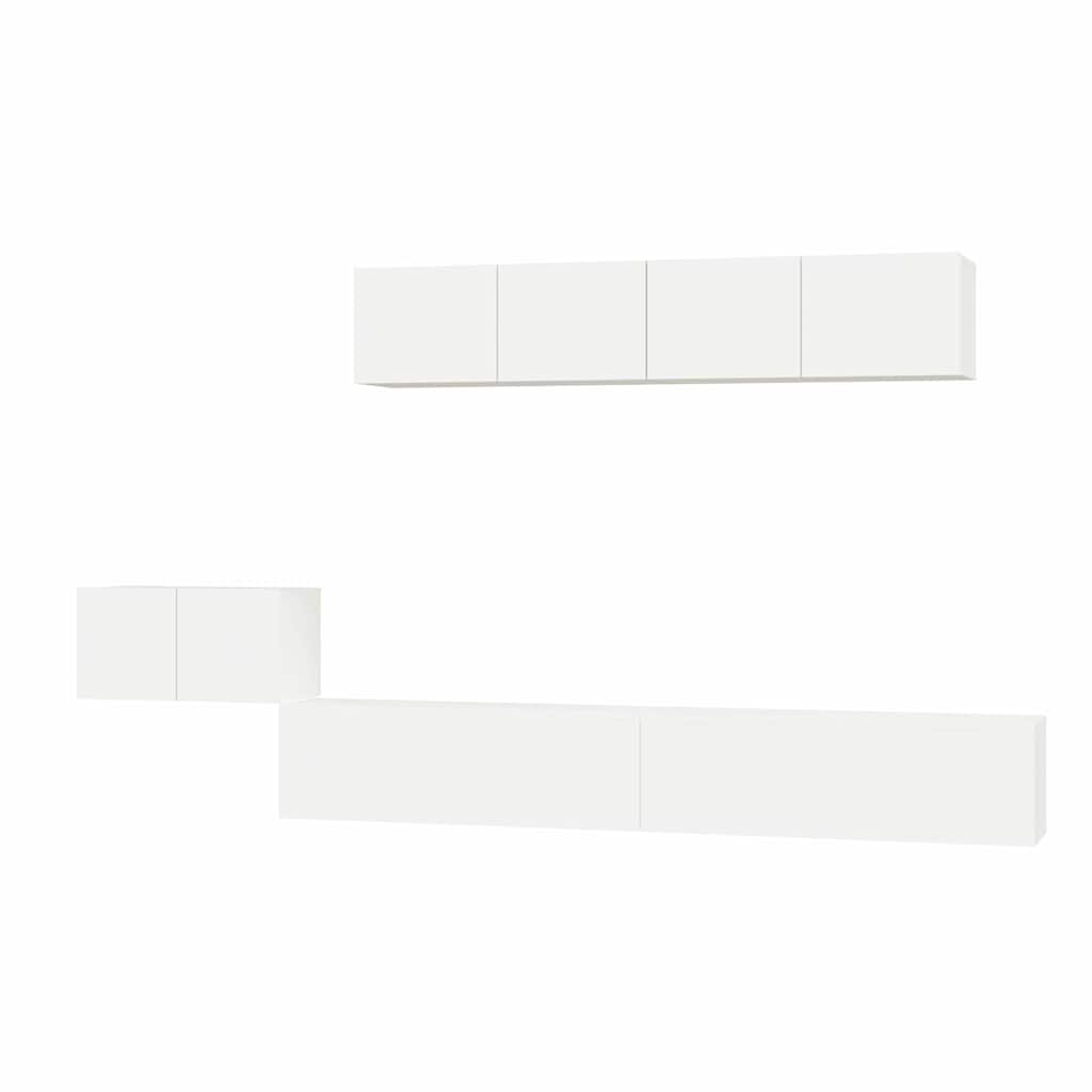 vidaXL 5 Piece TV Cabinet Set White Engineered Wood