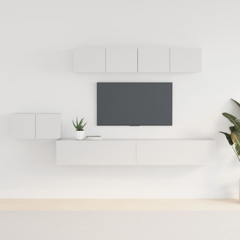 vidaXL 5 Piece TV Cabinet Set White Engineered Wood