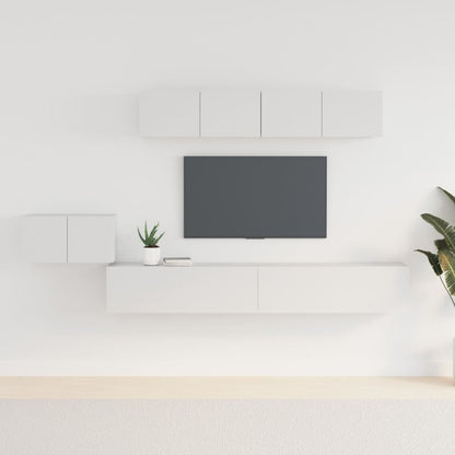 vidaXL 5 Piece TV Cabinet Set White Engineered Wood