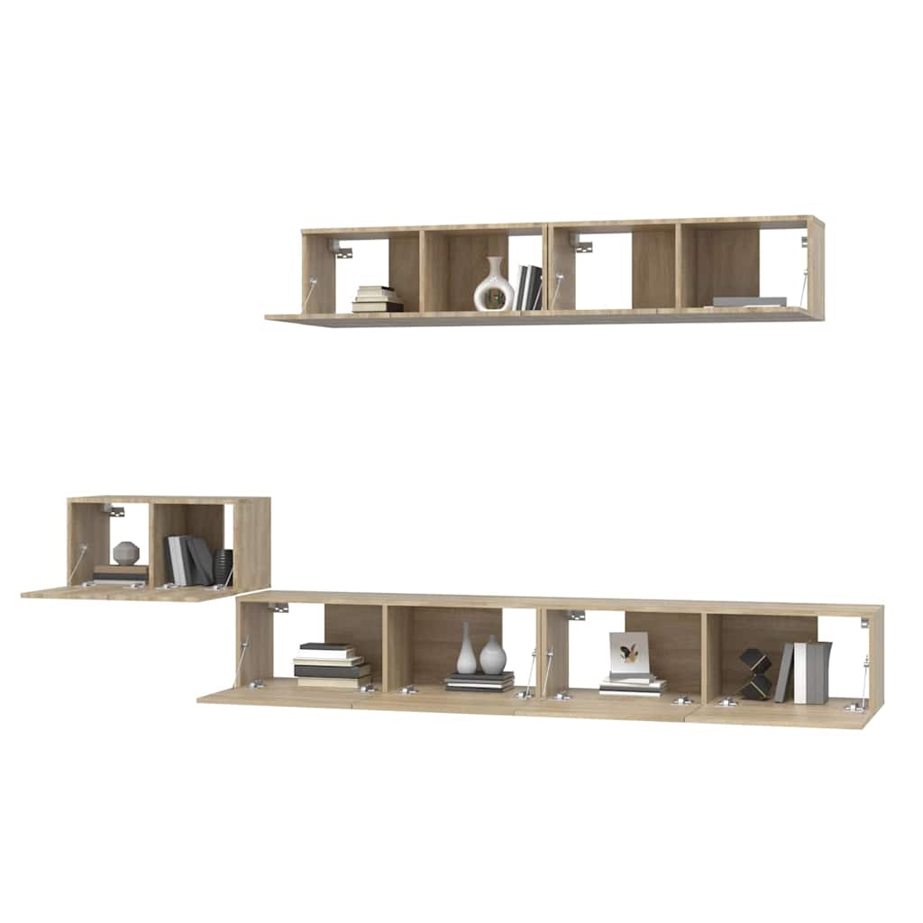vidaXL 5 Piece TV Cabinet Set Sonoma Oak Engineered Wood