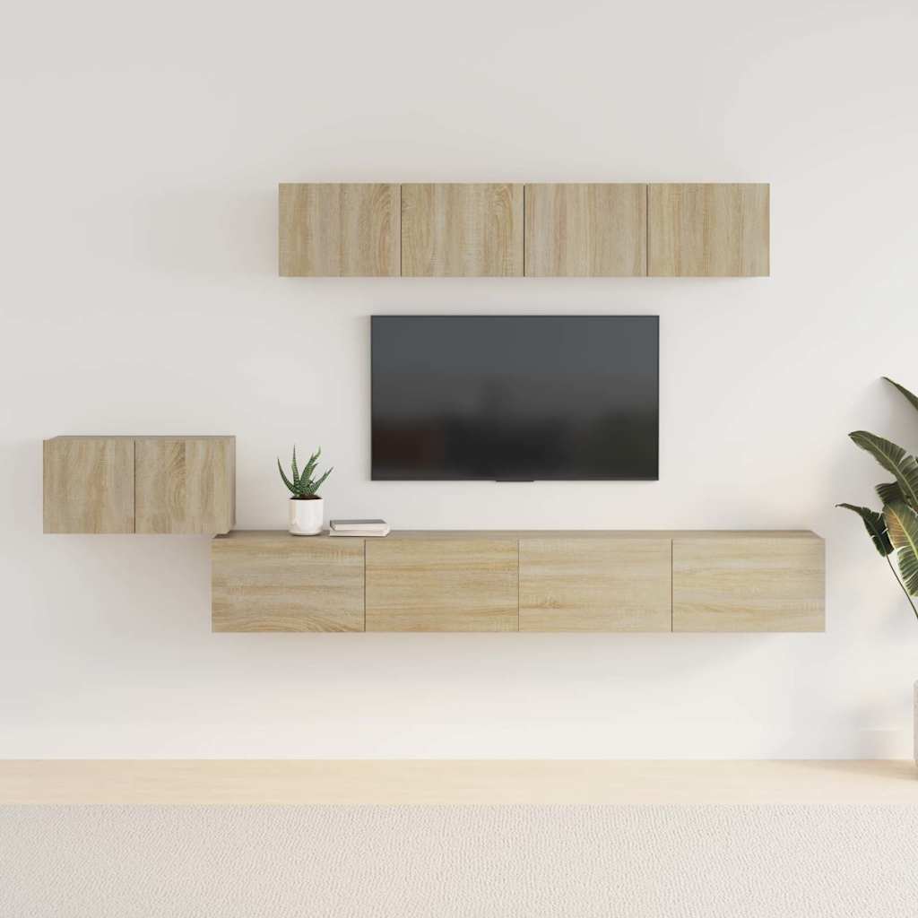 vidaXL 5 Piece TV Cabinet Set Sonoma Oak Engineered Wood