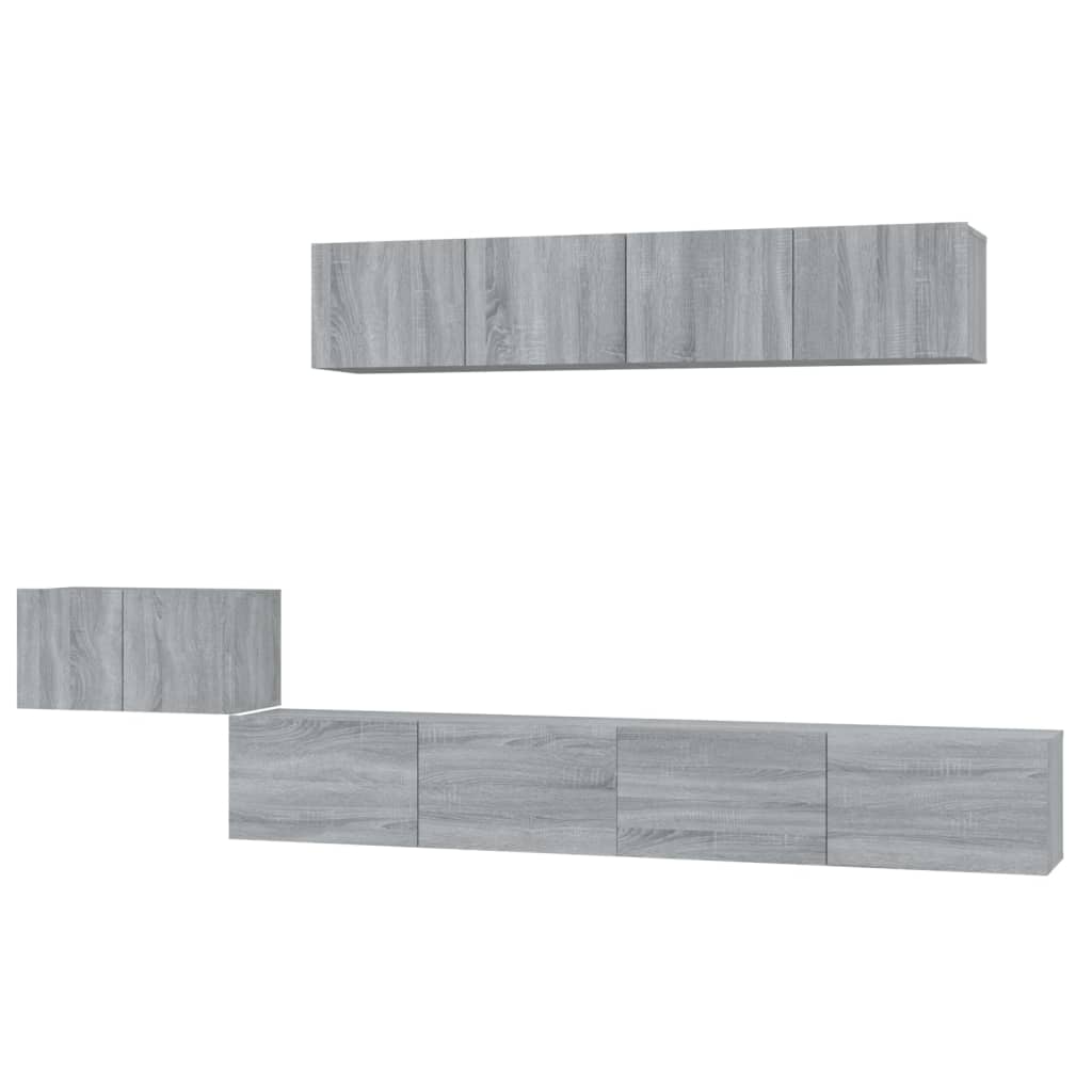 vidaXL 5 Piece TV Cabinet Set Grey Sonoma Engineered Wood