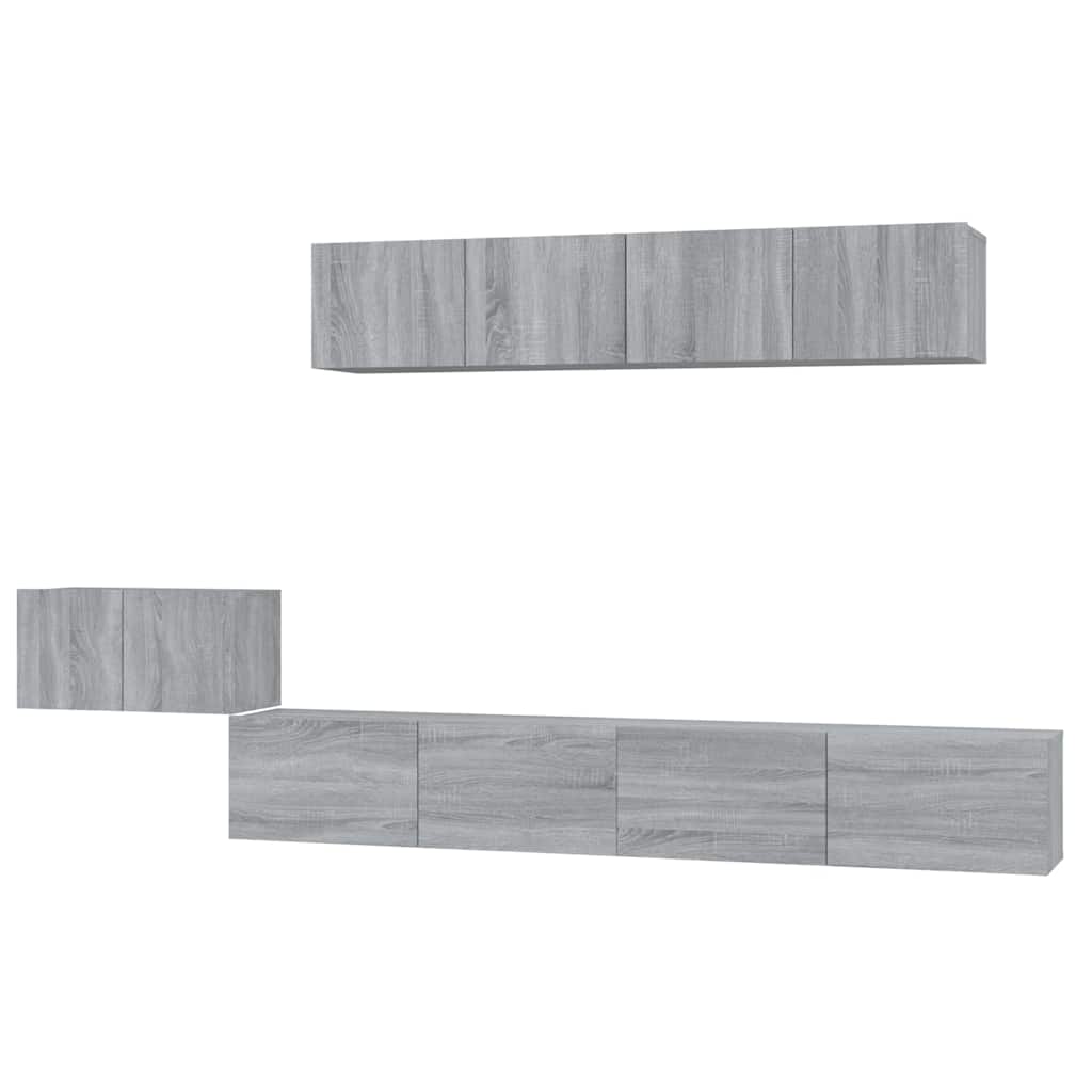 vidaXL 5 Piece TV Cabinet Set Grey Sonoma Engineered Wood