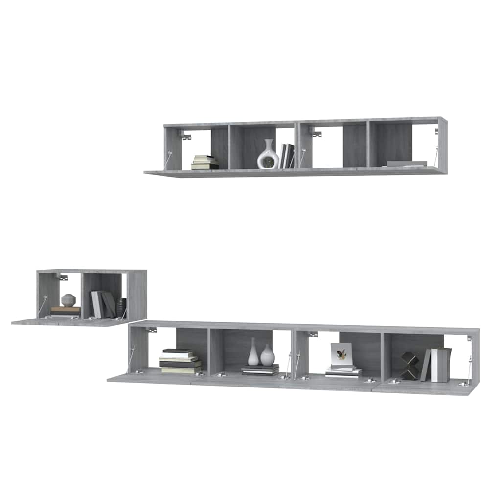 vidaXL 5 Piece TV Cabinet Set Grey Sonoma Engineered Wood