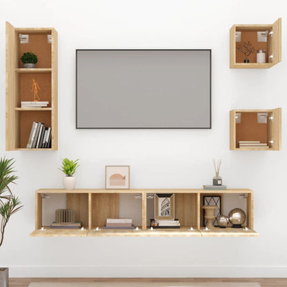 vidaXL 5 Piece TV Cabinet Set Sonoma Oak Engineered Wood
