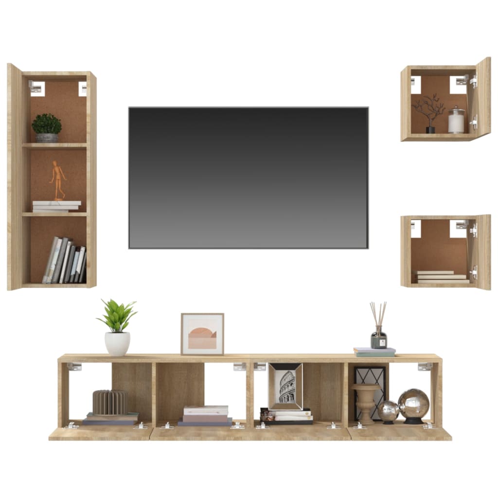 vidaXL 5 Piece TV Cabinet Set Sonoma Oak Engineered Wood