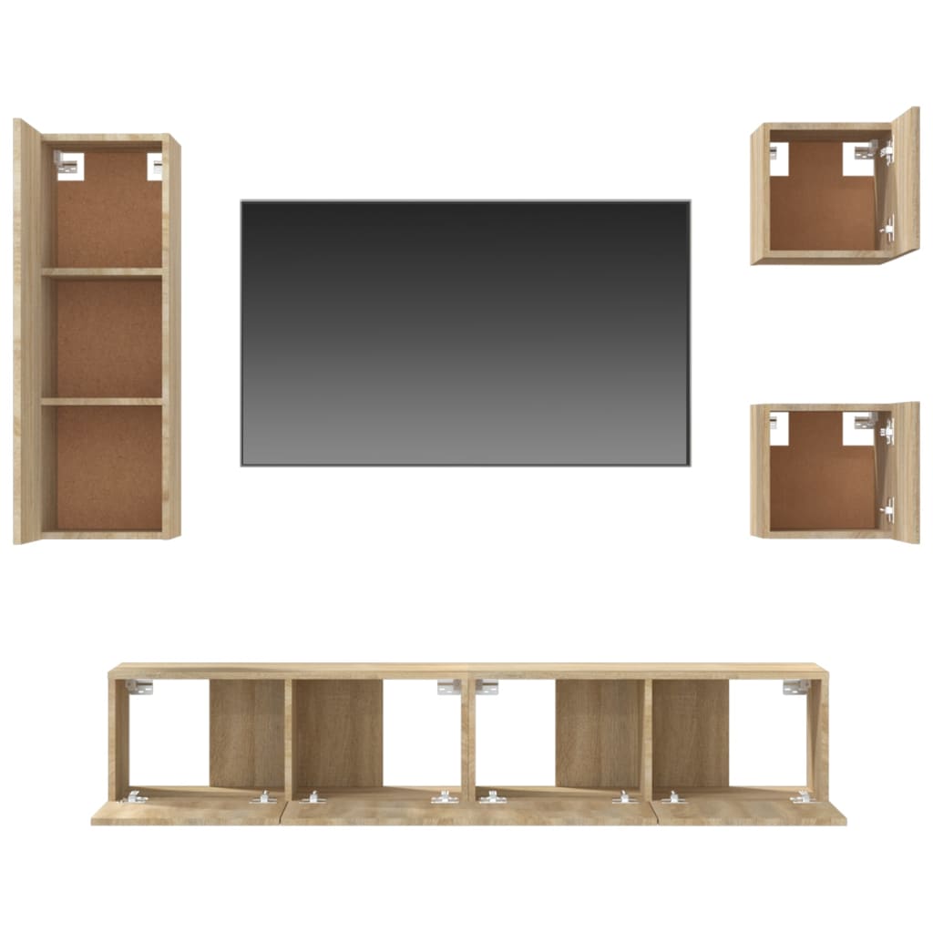 vidaXL 5 Piece TV Cabinet Set Sonoma Oak Engineered Wood