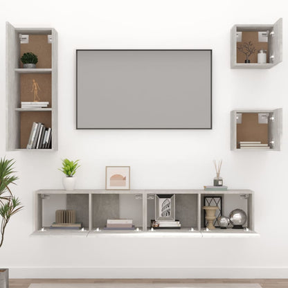 vidaXL 5 Piece TV Cabinet Set Concrete Grey Engineered Wood